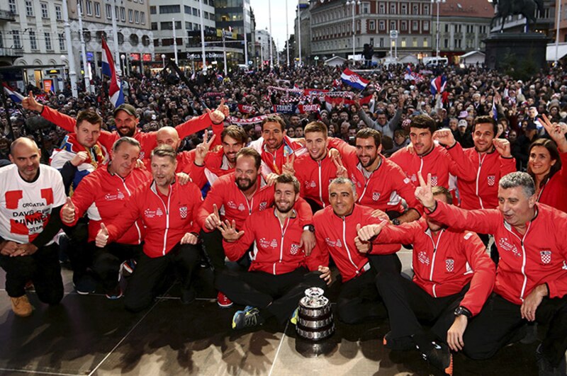 La selección croata de fútbol celebra su victoria en la Copa Mundial de la FIFA 2018