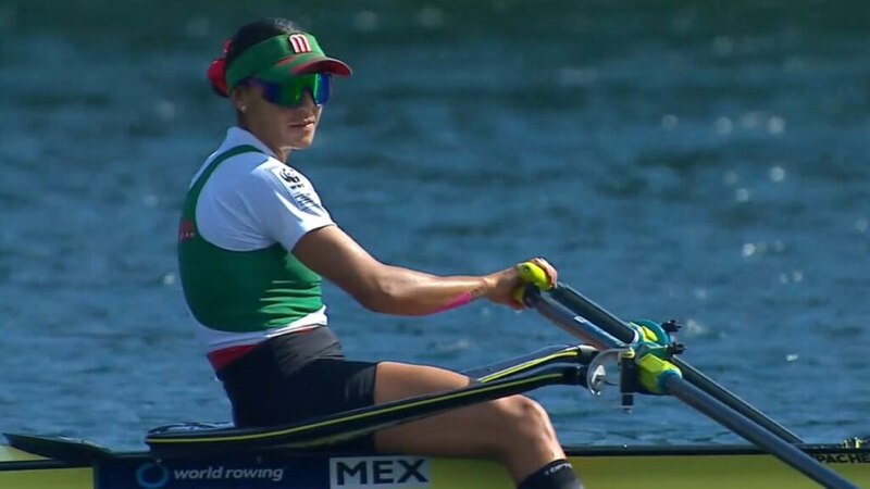 ¡La mexicana Kenia Lechuga en acción durante la prueba de remo!