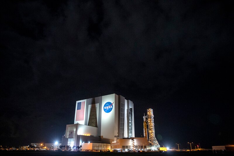 NASA's Artemis I Moon rocket on the launch pad at Kennedy Space Center in Florida.