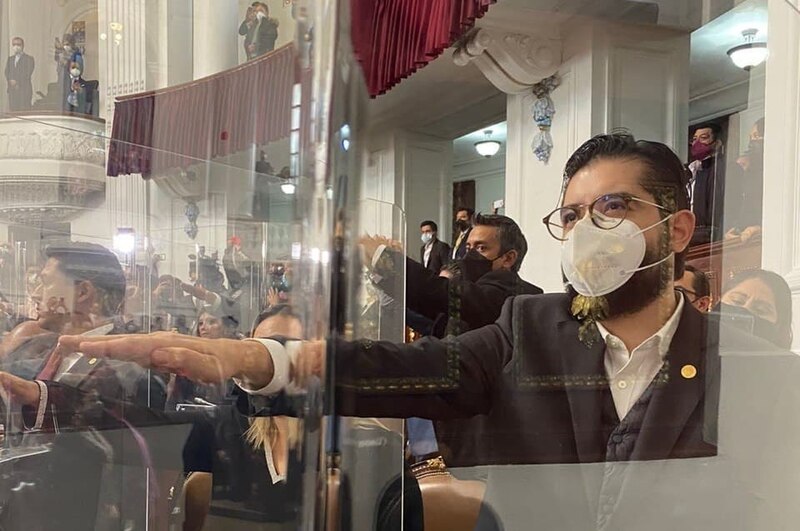 Diputado Gabriel Boric durante la sesión de la Cámara de Diputados en Santiago, Chile.