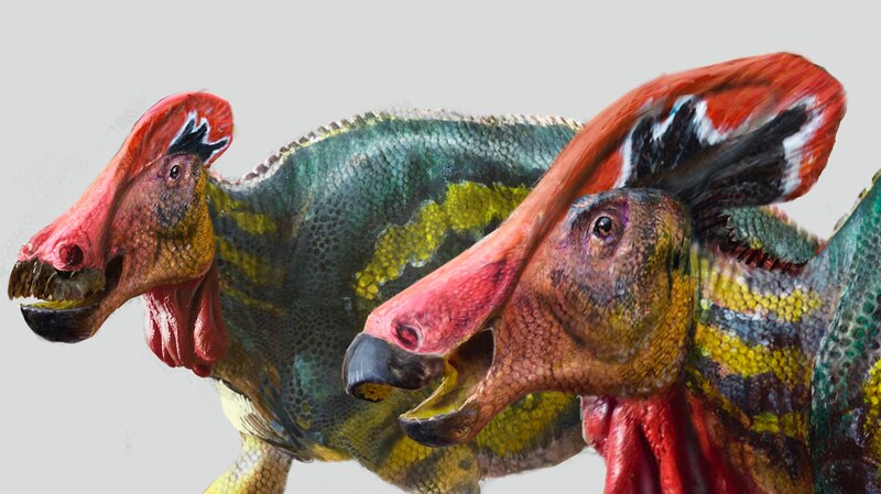 Dinosaurio con cuernos y pico