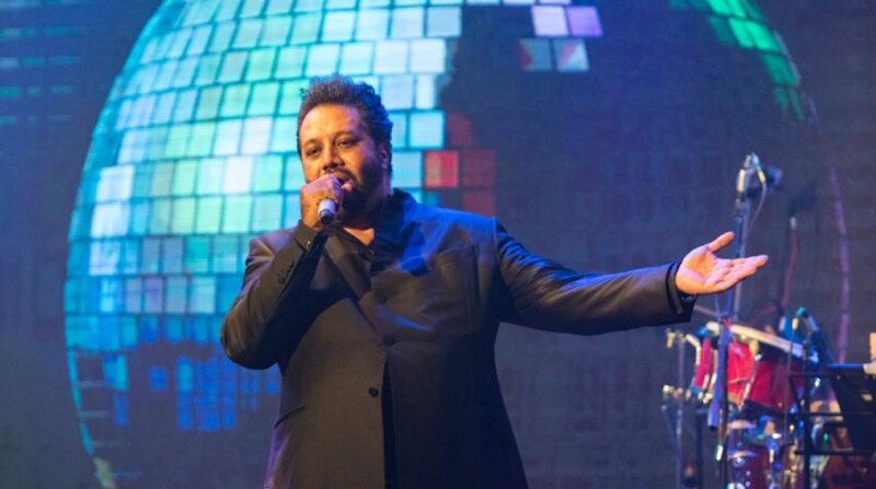 Un cantante actúa en un concierto